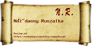Nádassy Ruszalka névjegykártya